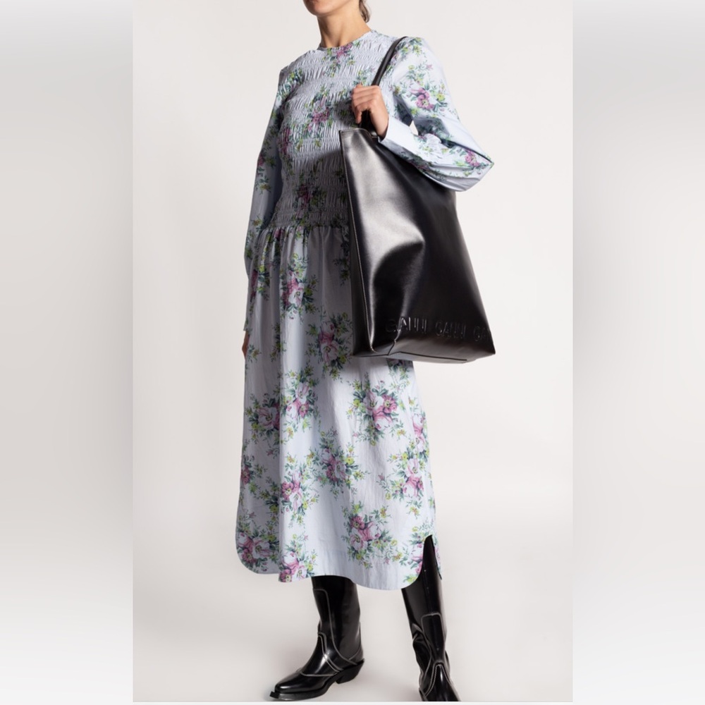 Ganni light blue Floral-motif dress sz.40